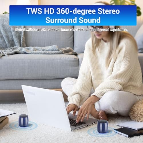 ZYMY Small Bluetooth Speaker Wireless, Mini Speaker IPX7 Waterproof, Blue — view 4