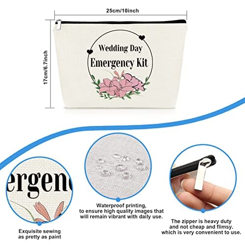 Wedding Day Emergency Kit Makeup Bag for Bridal Bridesmaid Bridal Shower Gift Bridal Party Gift Cosmetic Bag Bride to Be Gift Maid of Honor Gifts Wedding Party Gifts Travel Cosmetic Pouch — view 2