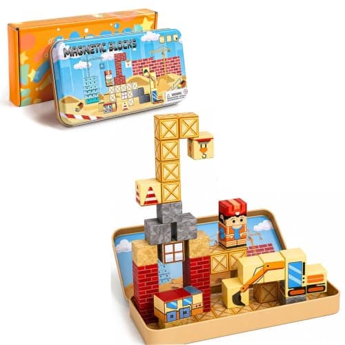 MEESHEEP Magnetic Blocks Travel Set for Kids Toddlers Travel Games Farm