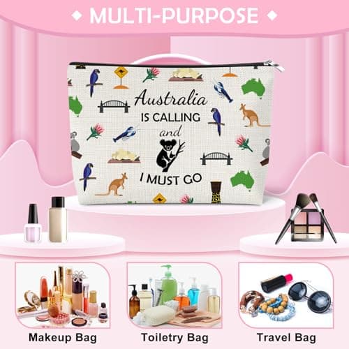 Australia Trip Gift Makeup Organizer Bag Austria Landmarks Gift Australian Vacation Lover Cosmetic Bag Travel Themed Gifts for Best Friend Sister Graduation Christmas Birthday Gifts Travel Pouch — view 4