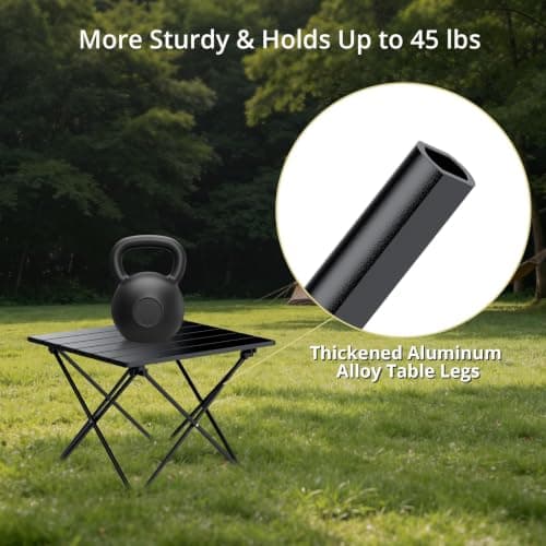 Anbte Ultra-Light Small Camping Table, Aluminium X-cross Structure, Black — view 4