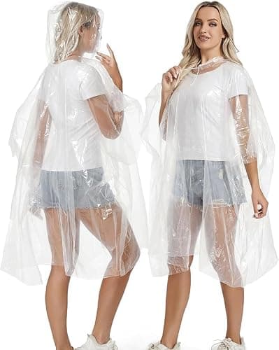 JXJIUA Rain Ponchos for Adults - Men/Women Disposable Emergency Rain Coat with Drawstring Hood, Family Home Survival Kits Clear 6 Pack — view 5