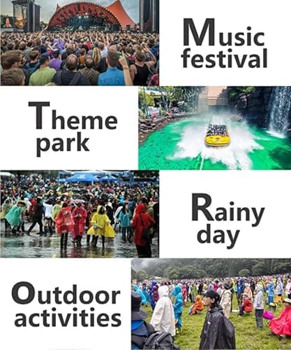 GUKOY Rain Ponchos Raincoats for Adults, 100% Waterproof Reusable [2 Pack] Rain Cape Emergency for Women Men with Hood and Drawstring Gray — view 6