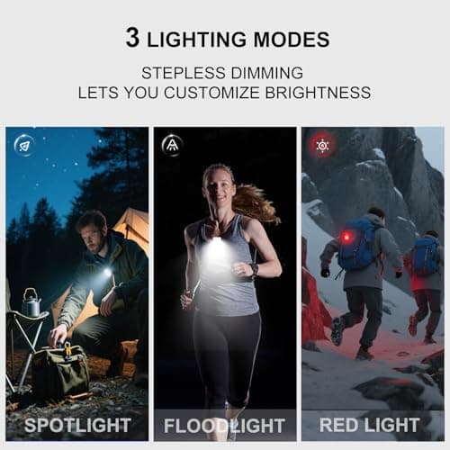 Tubasion Running Lights USB-C Rechargeable, 3 Modes Upgraded 2-Uses Clip on Torch, IPX7 Waterproof LED Flashlight for Working, Cycling, Running, Camping and Safety Warning (Pink 2Pack) — view 2