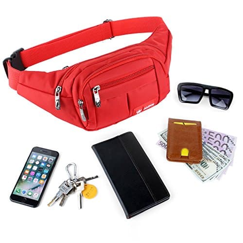 Bumbags and Fanny Packs for Running Hiking Waist Bag Outdoor Sport Hiking Waistpack for Men Women (Red-Ex-Belt) — view 2