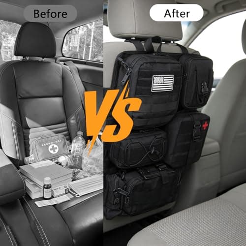 LengSuaa Tactical Car Seat Organizer, Car Back Seat Storage with 5 Detachable Bag, 600D Oxford Waterproof Tactical Vehicle Car Backrest Protector Seat Organiser for Most Vehicle SUV Truck Pickup — view 5
