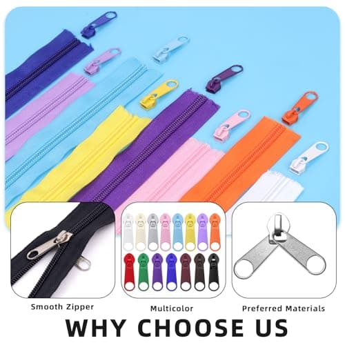 Glarks 81pcs Burgundy #5 Nylon Coil Zipper Tape Includes 1pcs 10Yards Sewing Zipper Roll with 10pcs Metal Zipper Sliders 10pcs Double Zipper Sliders 40pcs Top Stops 20pcs Bottom Stops — view 3