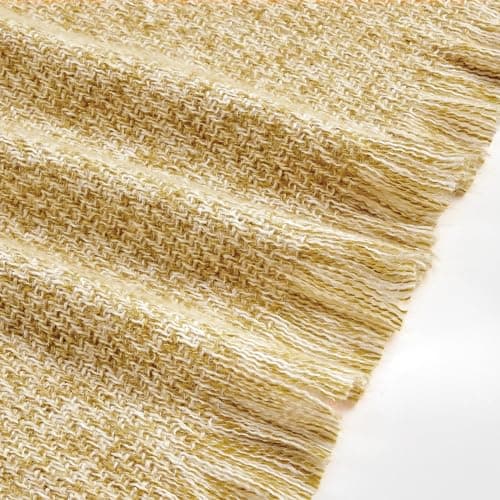 BOURINA Faux Cashmere Fringe Throw Blanket 127x178cm Yellow — view 5