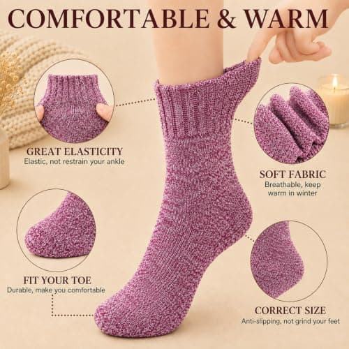 NWDEY 5 Pairs Thermal Socks for Women, Wool Warm Knitting Ladies Socks — view 4