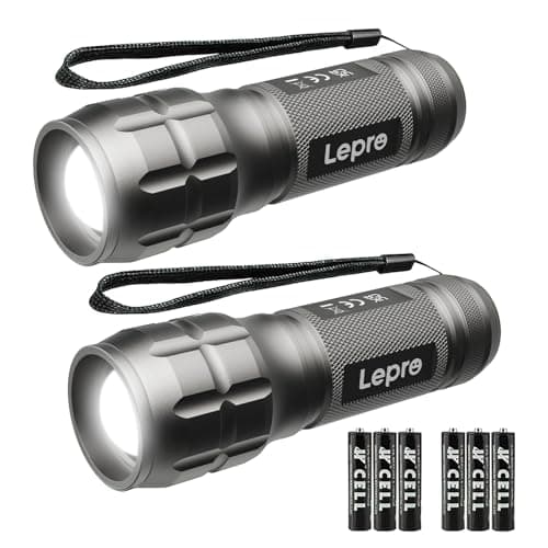 Lepro LE LED Torch Battery Powered, LE1000 Hand Camping Flashlight, 2 Packs