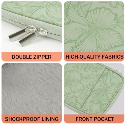 HoYiXi Universal Sleeve Bag for 6-6.8 inch E-Book Reader Compatible with 6.8" Kindle Paperwhite 2025-2012/6" All-new Kindle/Kobo/PocketBook,6" EReader With Anti-Drop Protective Cover,Green leaves — view 5