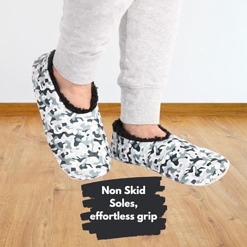 Splosh Men's Camo Slippers - X-Large adult camo slippers with a fun design to keep you warm in soft, comfy and fluffy mens slippers. Machine washable with anti slip soles. Dad Gifts. — view 3