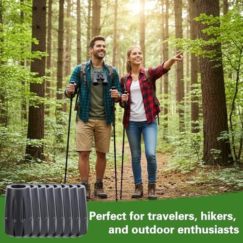 8 Pack Heavy Duty Walking Stick Tips Trekking Pole Accessories Hiking Sticks Canes Reinforced Rubber Ferrules for Trekking Poles Cane Tips Sticks Tip Protectors Cover Fit Non Slip Replacement Caps — view 5