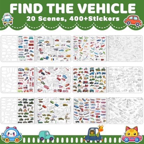 Kalysky Find Cars Sticker Book for Kids,Search Hidden Vehicle Activity Book — view 2