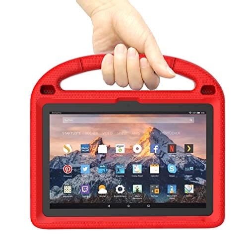 Mansiruyi Kids Case for 8inch Tablets, Not Fits TCL Onn 8inch Tablets, Lightweight Shockproof Tablet Kids Case with Handle Stand - Deep Red — view 6