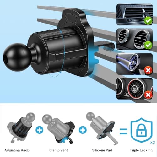 Ainiv Magnetic Phone Holder Car, 360° Rotatable Air Vent Magnetic Phone Holder Compatible With iPhone 17/16/15/14/13/12 Full Series with Metal Plates in Car Dashboards, Air Vents, and Desks — view 4