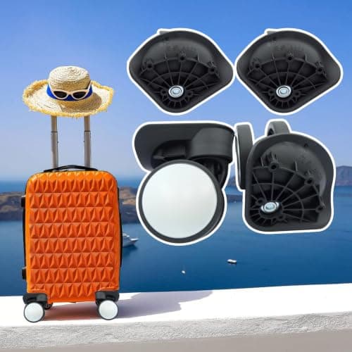 swynrf Luggage Replacement Wheels Pair Spinner Wheel Set with Mounting Plate, 2.36in Diameter, Black Suitcase Repair Assemblies — view 4