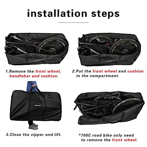 SUNELFFY 26 inch Folding Bike Bag Bike Travel Bag Case Fits 26 inch or below Folding Bikes, Bicycle Transport Case for Air,Train Travel Bike Transport Bag (for 27.5 inch Bike Travel Bag) — view 6