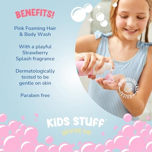 Kids Stuff Pink Wacky Whip Foaming Hair & Body Wash with Strawberry Swirl Fragrance | Dermatologically Tested Kids Hair & Body Wash | Gently Cleanses Hair & Skin | Vegan | Cruelty Free | 200ml — view 2