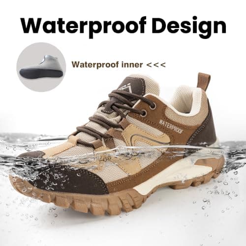 CC-Los Women's Waterproof Outdoor Walking Shoes Non-Slip Lightweight Hiking Brown Wide Size 6 — view 3