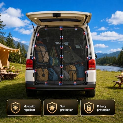 Normodic Mosquito Net Magnetic for VW T5 T6, Tailgate Fly Screen with Magnetic Closure, Rear Door Mesh Screen Van Bug Protection, Boot Sun Shade Netting Mesh Curtain for Outdoor Camping Travel — view 3