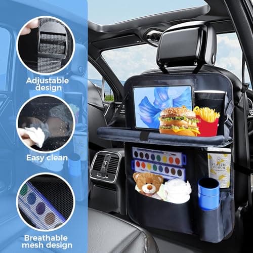 rzoixuur Backseat Car Organizer(2-Pack),9 Storage Pockets, Car Organizer with Tablet Holder,car Travel Essentials for Long Tripscar Organizers and Storage — view 4