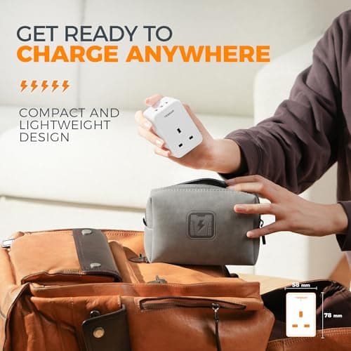 TESSAN 3 Way Multi Plug，Extension Socket with 3 USB Charging Station — view 5