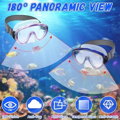 Relaxweex 4 Pack Adult Swimming Goggles with Nose Cover, Diving Mask with Elastic Fabric Strap, Swimming Goggles (Black, Blue, Mint Green, Purple) — view 3