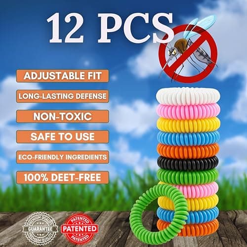 Mosquito Repellent Bracelet 12 Pcs, Adjustable Band, Deet Free Travel Essentials, Insect Repellent Bracelet - 350 Hours Mosquito Repellent, Natural Anti-Mosquito Suitable for All Ages. — view 2