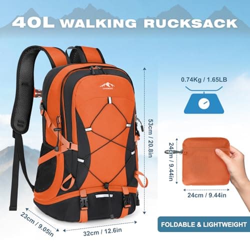 RAINSMORE Hiking Backpack 40L Foldable Lightweight — view 6