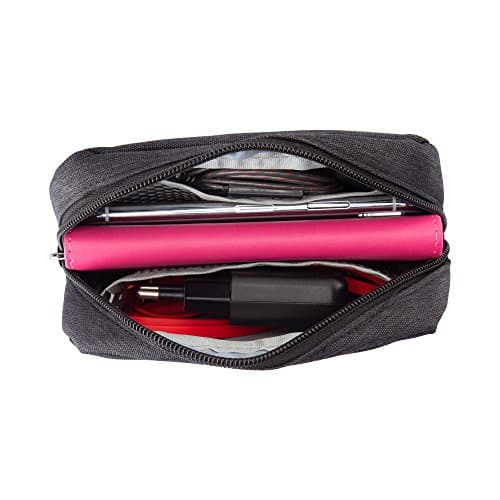 DOB SECHS Waterproof Canvas Mini Travel Makeup Carrying Case Wash Bags Cosmetic Bag Portable Electronics Accessories Organizer Wash Gym Shaving Bag, Black — view 4