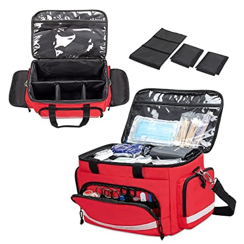 Damero Multi Pockets Medical Emergency Bag with Detachable Dividers, Red — view 3