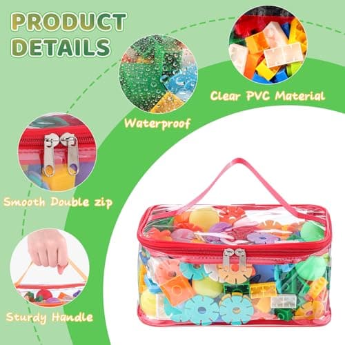 6 Pack Clear Toy Storage Bags, PVC Waterproof Toy Organizer, Colorful — view 3
