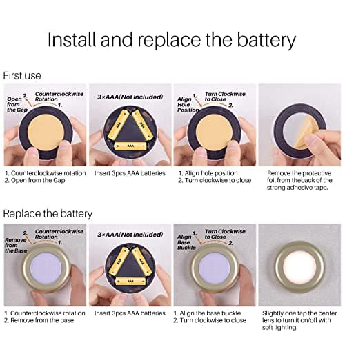 STAR-SPANGLED 2.8” Stick on LED Puck Lights AAA Battery, 5 Pack Golden Warm — view 5