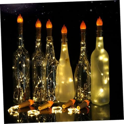 Lurrose 5pcs LED Flame Bottle Stopper String Lights Warm White Cork-Shaped Fairy Lights for Home Decoration Party Camping Battery Operated with Flexible Lightweight Design — view 5