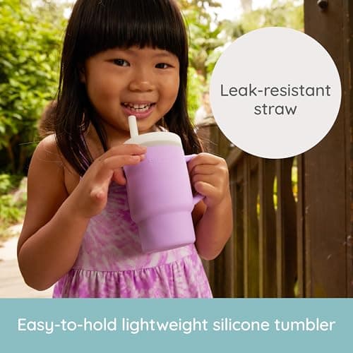 INFANTINO My 1st Tumbler – Adorable Miniature Tumbler with Leak-Resistant Straw and Toddler-Friendly Handle, Encourages Hydration, Easy to Clean, 9 fl. oz, Lilac — view 2
