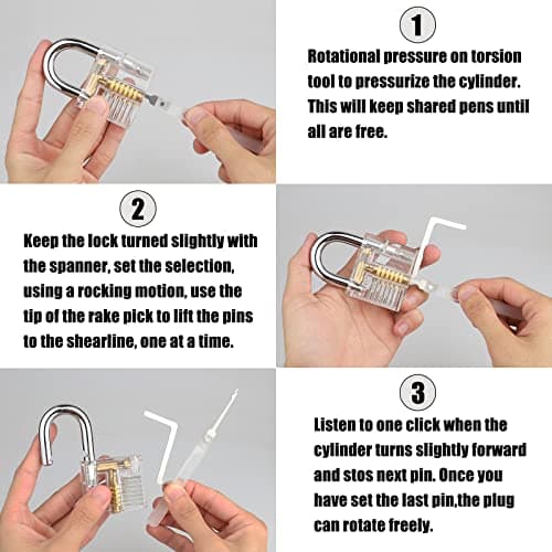 Lock Pick Set, [Difficulty Upgraded] [36 Pcs] Diyife Premium Practice Lock Picking Tools with 4 Transparent Training Padlocks for Lockpicking, Guide for Beginner and Locksmith Training (Titanium) — view 5