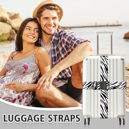 MOTONG 2 PCS Luggage Straps,200 CM Adjustable Suitcase Straps Personalised Luggage Straps Suitcases Heavy Duty Suitcase Belts Thickened Luggage Belt with Quick Release (Zebra Stripe) — view 2