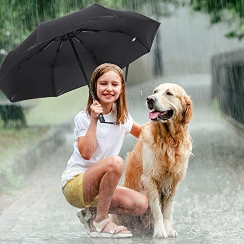 Kajaia 4 Pack Umbrellas Compact Windproof, Automatic Open and Close Folding Rain Umbrella Collapsible for Men Women Travel, Black, One size — view 6
