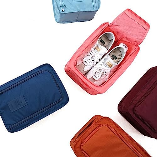 Hualibao Travel Shoes Pouch Shoe Bag with Handle Holds 1 Pairs of Shoes, Shoe Packing Cubes for Travel, Maroon, One Size — view 4