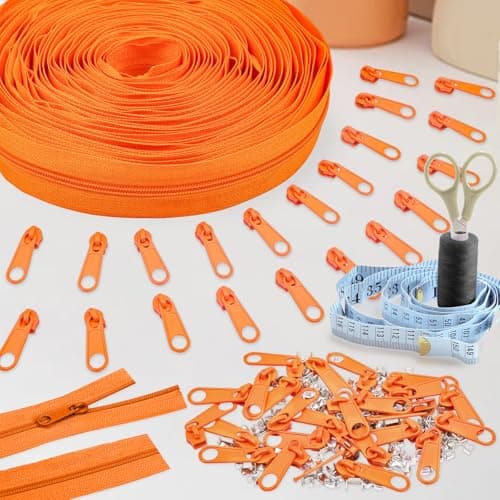 DOITEM #5 Nylon Coil Zippers by The Yard Bulk 10 Yards 9 Meters with 20pcs Zipper Sliders for DIY Sewing Tailor Craft Bag Garment Home Textile (Orange, #5) — view 5