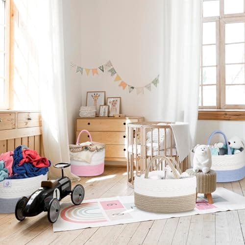 KiddyCare Baby Caddy Organizer Basket for Car | Travel Caddy for Baby Storage, Portable Diaper Caddy, Diaper Cart Organizer Bins for Changing Table | Pink Large — view 6