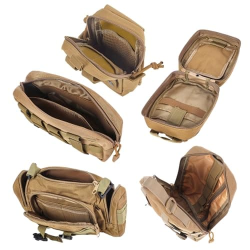Universal Tactical Car Seat Back Organizer Bag Tactical Molle Vehicle Organizers Panel Gear Accessories with 5 Different Size Molle Pouches for Car Truck Ford Jeep Vehicle (A style-Khaki) — view 6