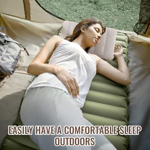 VEGCOO 5 Pack Inflatable Pillow, Multipack of Blow Up Pillows 47 * 30cm, Inflatable Flocked Cushion Compact Light Water Resistant, Travel Camping Pillow Perfect for Hiking, Picnic, Beach — view 5