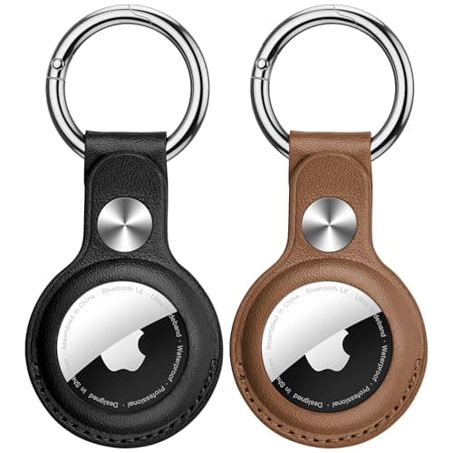 Citymore for AirTag Holder 2-Pack,PU Leather for Airtag Keyring,Anti-Lost,Scratch-Resistant Airtags Case for Apple AirTags –for Keys,Pets,Backpack,Luggage