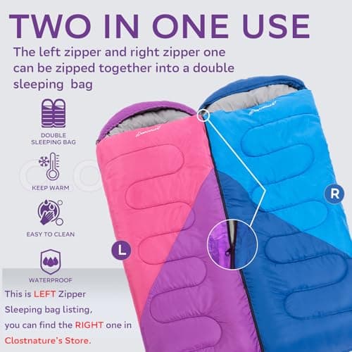 Clostnature Lightweight Camping Sleeping Bag for Adults and Kids, 3 Season — view 6