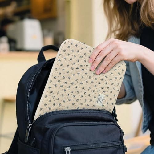 Puffy Laptop Sleeve 13-15.6 Inch Cute Floral Laptop Case Soft Quilted Computer Case Protective Cover for MacBook Notebook — view 3