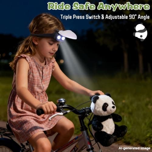 CoolGift Mart Kids Headlamp Rechargeable Panda Headlamp, 3 Level Brightness with Flash Modes, Gifts for Kids Boys Girls, Flashlight Head Light for Camping Hiking Night Walking — view 4