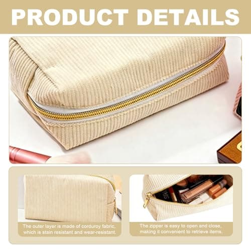 2PCS Small Makeup Bag, Travel Toiletry Bag, Beige — view 3