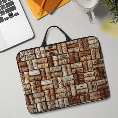 Wine Cork 14 Inches Laptop Sleeve Compatible Protective Case With Zipper Classic Portable Handle — view 3